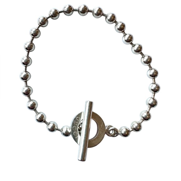 GUCCI toggle bracelet ball chain 925 silver made in Italy unisex - Picture 1 of 2